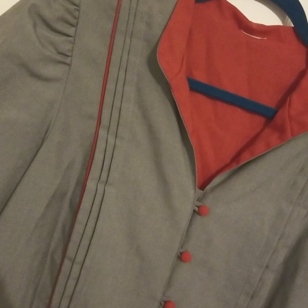 Vintage Gray and Red Pencil Dress Plus Size